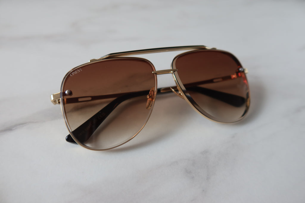Annalise - Golden Gradient Aviator Sunglasses