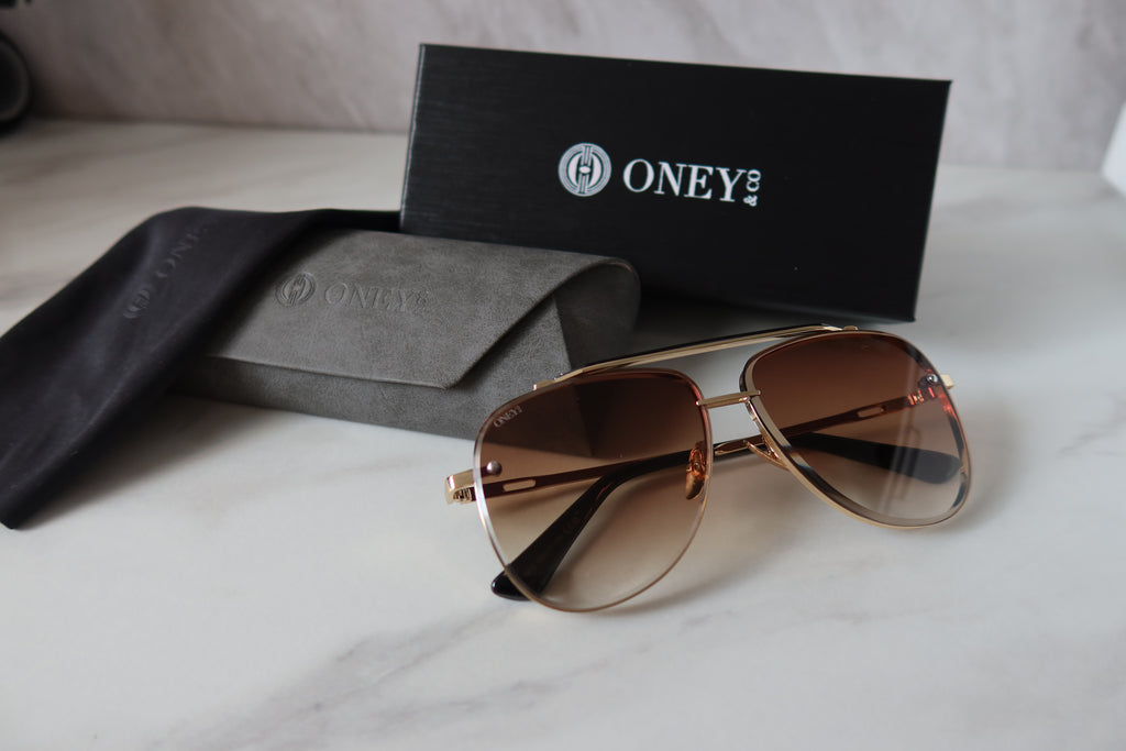 Annalise - Golden Gradient Aviator Sunglasses