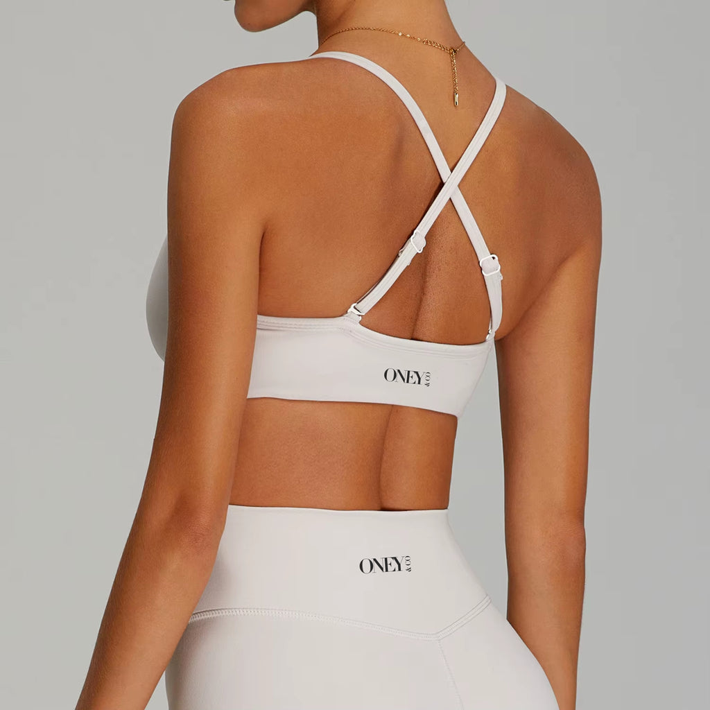 Apex Cross-Back Sports Bra – Beige