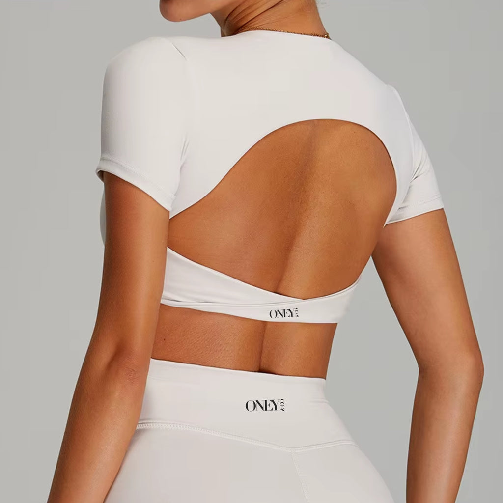 Apex Twist-Front Crop Top – Beige