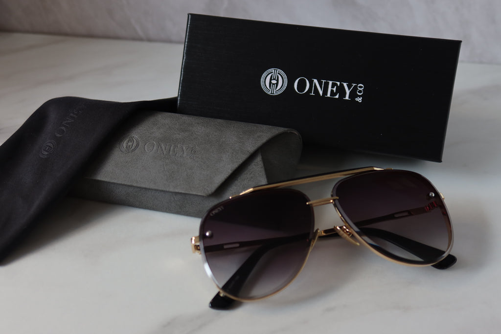 Jessie - Golden Black Gradient Aviator Sunglasses