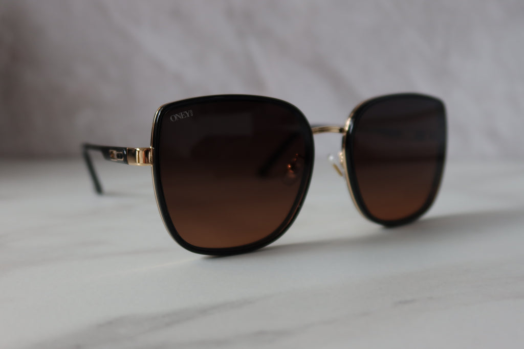 Nina - Brown Oversized Gradient Square Sunglasses