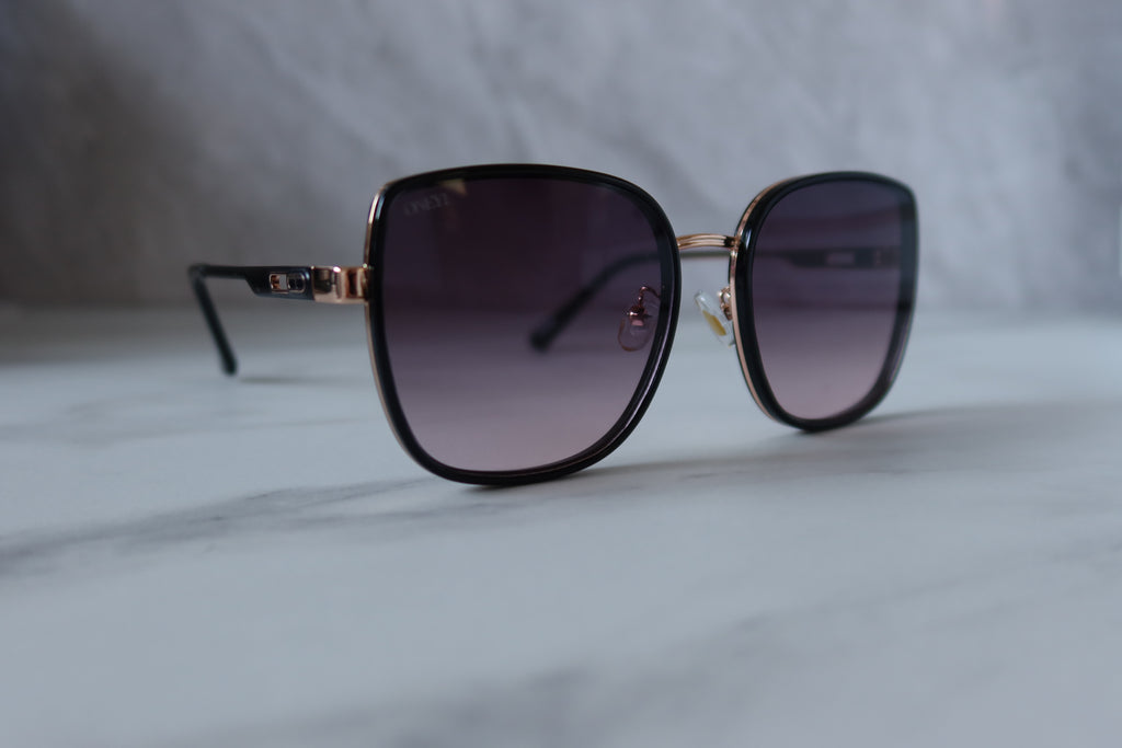 Nina - Black Oversized Gradient Square Sunglasses